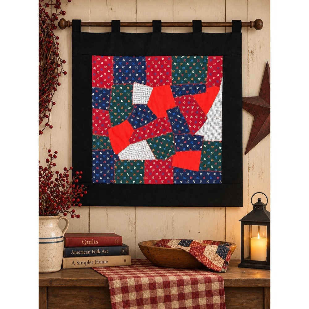 26x26 Handmade Crazy Quilt Wall Hanging Patchwork Cottagecore Grandmacore READ